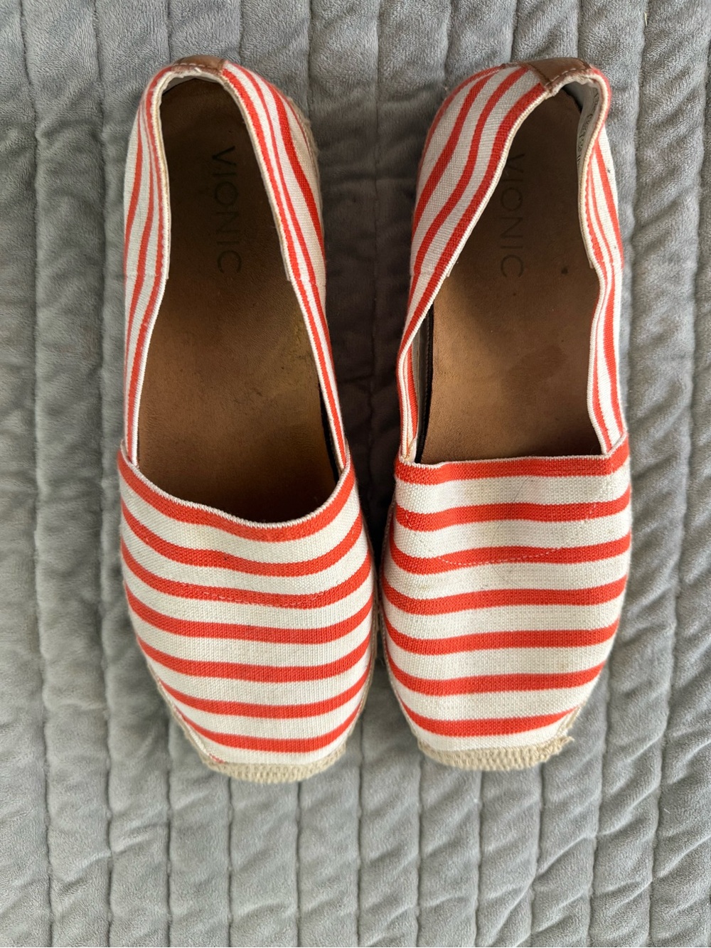 Vionic Red & White Striped Espadrille Slip-Ons